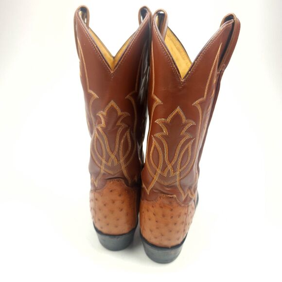Vintage Tony Lama Pointed Toe Ostrich Wingtip Cowboy Boots Men\'s Size 9 EE main image 8